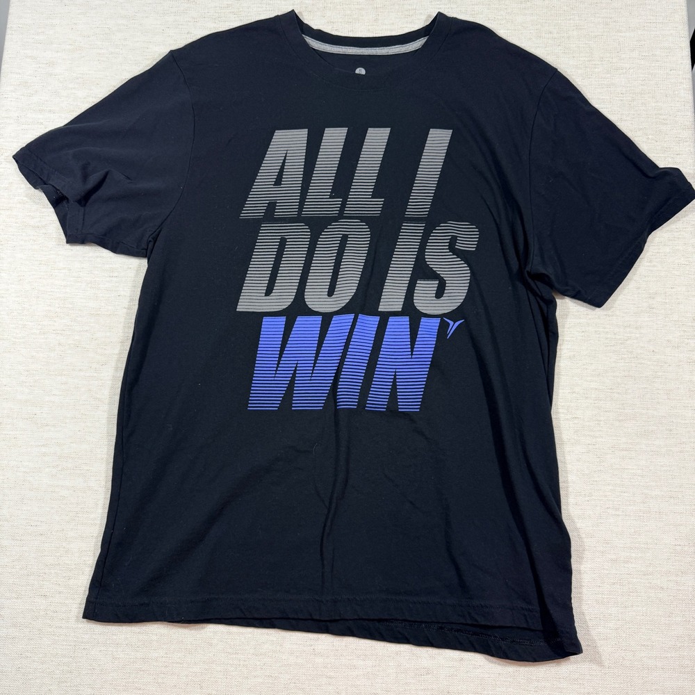 Old Navy Active T-Shirt Mens XL Black Good Graphic All I Do Is Win Short Sleeve